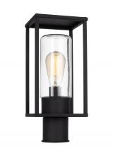 Visual Comfort 8231101EN7-12 - Vado transitional 1-light LED outdoor exterior post lantern in black finish with clear glass shade