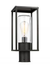 Visual Comfort 8231101EN7-71 - Vado transitional 1-light LED outdoor exterior post lantern in antique bronze finish with clear glas