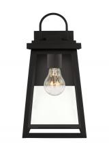 Visual Comfort 8648401EN7-12 - Founders modern 1-light LED outdoor exterior medium wall lantern sconce in black finish with clear g