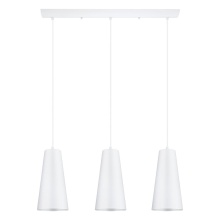 Eglo 201528A - 3 LT Linear Pendant w/ White Finish & White Metal Cone Shaped Shades