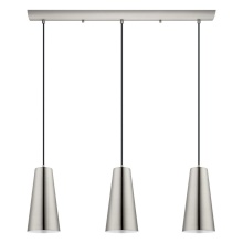 Eglo 201531A - 3 LT Linear Pendant w/ Matte Nickel Finish & Matte Nickel Cone Shaped Metal Shades