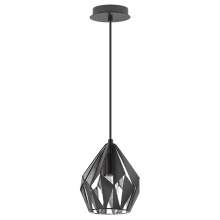 Eglo 202035A - 1 LT Pendant w/ Black Finish & Black w/ Silver Interior Geometric Metal Shade