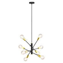Eglo 203386A - 8 Lt Open Bulb Pendant w/ Black Finish & Chrome Sockets