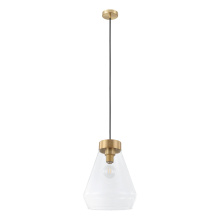 Eglo 205327A - 1 LT Pendant w/ a  Brushed Gold Finish & Clear Glass Shade
