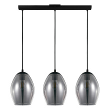 Eglo 204238A - 3 LT Pendant w/ Black Finish & Chrome Smoked Glass Shade