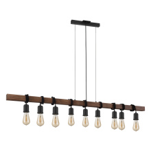 Eglo 204242A - 9 LT Open Bulb Linear Pendant w/ Black & Dark Brown Wood Finish