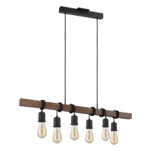 Eglo 204243A - 6 LT Open Bulb Linear Pendant w/ Black & Dark Brown Finish