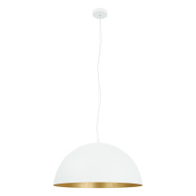 Eglo 204323A - 1 LT Pendant w/ White Finish & White & Gold Metal Shade