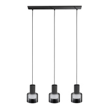 Eglo 204822A - 3 LT Linear Pendant w/ Black Finish & White Interior & Clear Outer Glass Shade