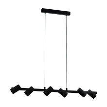 Eglo 204892A - 6 LT Pendant w/ a Black Finish & Black Cylinder Shaped Adjustable Shades