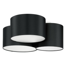 Eglo 205186A - 3 LT Ceiling Light w/ Black Fnish & Black & White Fabric Shades