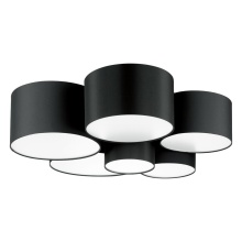 Eglo 205187A - 6 LT Ceiling Light w/ Black Finish & Black w/ White Interior Shades