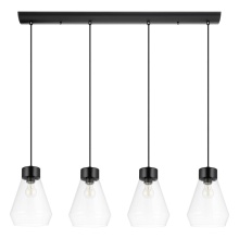 Eglo 205322A - 4 LT Linear Penadant w/ Matte Black Finish & Clear Glass Shades