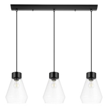 Eglo 205323A - 3 LT Linear Penadant w/ Matte Black Finish & Clear Glass Shades