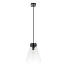 Eglo 205326A - 1 LT Pendant w/ Matte Black Finish & Clear Glass Shade