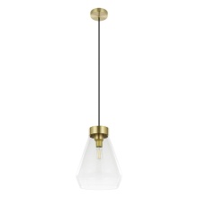 Eglo 205327A - 1 LT Pendant w/ a  Brushed Gold Finish & Clear Glass Shade