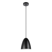 Eglo 205418A - 1 LT Pendant w/ Black Exterior & Matte White Interior Metal Shade