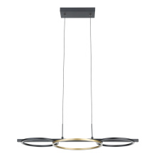 Eglo 205746A - 3 LT Integrated LED Pendant w/ Black Finish & 3 Circular Gold Rings
