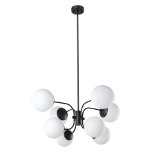 Eglo 205803A - 8 LT Pendant w/ Black Finish & Opal Glass Shades
