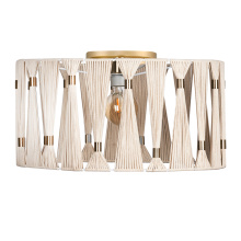 Eglo 205822A - 1 LT Ceiling Light Brushed Brass Finish, Beige Shade w/ Brushed Brass Accents