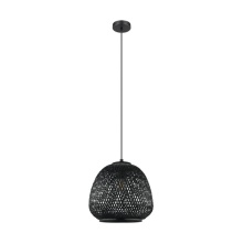 Eglo 206015A - 3 LT Pendant w/ Black Finish & Black Bamboo Shade