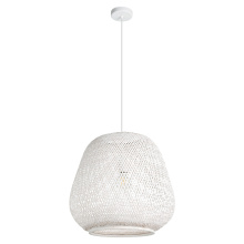 Eglo 206016A - 1 LT Pendant w/ White Finish & White Bamboo Shade