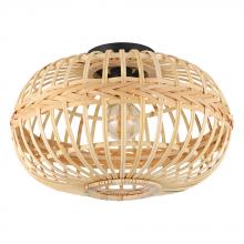Eglo 206083A - 1 LT Ceiling Light w/ Black Finish and Natural Wood Shade