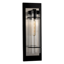 Eglo 206293A - 1 LT Outdoor Wall Light w/ Black Finish, Brushed Gold Backplate & Clear Glass Shade