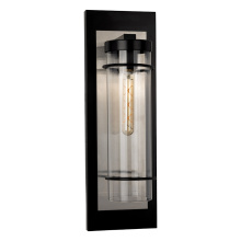 Eglo 206294A - 1 LT Outdoor Wall Light w/ Black Finish, Brushed Nickel Backplate & Clear Glass Shade