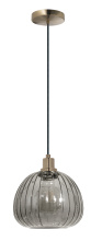Eglo 206356A - 1 LT Pendant w/ Brushed Gold Finish & Metallic Smoked Glass Shade