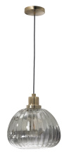 Eglo 206357A - 1 LT Pendant w/ Brushed Gold Finish & Metalic Smoked Glass Shade