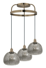 Eglo 206358A - 3 LT Cascaded Pendant w/ Brushed Gold Finish & Metalic Smoked Glass Shade