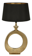 Eglo 206367A - 1 LT Table Lamp w/ Gold Finish & Black Textile Exterior w/ Gold Foil Interior Shade