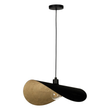 Eglo 206408A - 1 LT Dual Mount Ceiling or Pendant w/ Black Finish & Black & Gold Leaf Shade