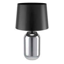 Eglo 390063A - 1 LT Table Lamp w/ Chrome Smoked Glass Base & Black Metal Shade