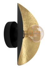 Eglo 390394A - 1 LT Wall Light w/ Black Finish & Black Exterior w/ Gold Leaf Interior Shade