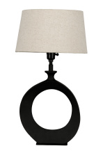 Eglo 390423A - 1 LT Table Lamp w/ Structured Black Finish & Natural Exterior w/ White Interior Shade