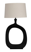 Eglo 390424A - 1 LT Table Lamp w/ Structured Black Finish & Natural Exterior w/ White Interior Shade