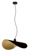 Eglo 390429A - 1 LT Pendant w/ Black Finish & Black Exterior w/ Gold Leaf Interior Shade