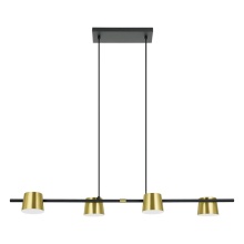 Eglo 39985A - 4 LT Linear Pendant w/ Black Finish & Brass & White Metal Shades