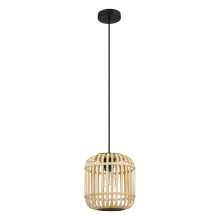 Eglo 43231A - 1 LT Pendant w/ Black Finish & Natural Bamboo Shade