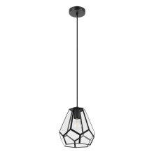 Eglo 43643A - 1 LT Pendant w/ Black Finish & Clear Geometric Glass Shade w/ Black Accents