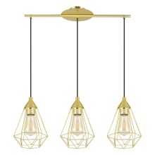 Eglo 43682A - 3 LT Linear Pendant w/ Brushed Brass Finish w/ Black Accents