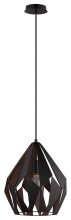 Eglo 49254A - 1 LT Pendant w/ Black Finish & Black w/ Copper Interior Geometric Metal Shade