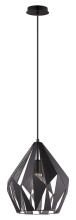 Eglo 49255A - 1 LT Pendant w/ Black Finish & Black w/ Silver Interior Geometric Metal Shade