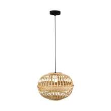 Eglo 49771A - 1 LT Pendant w/ Brown Finish & Wood Shade