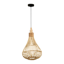 Eglo 49772A - 1 LT Pendant w/ Brown Finish & Wood Shade