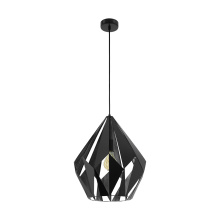 Eglo 49879A - 1 LT Pendant w/ Black Finish & Black w/ Silver Interior Geometric Metal Shade
