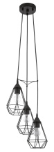 Eglo 94191A - 3 LT Light Staircase Pendant w/ Black Finish & Black Geometric Shades