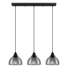 Eglo 98384A - 3 LT Linear Pendant w/ Black Finish & Metallic Smoked Glass Shades
